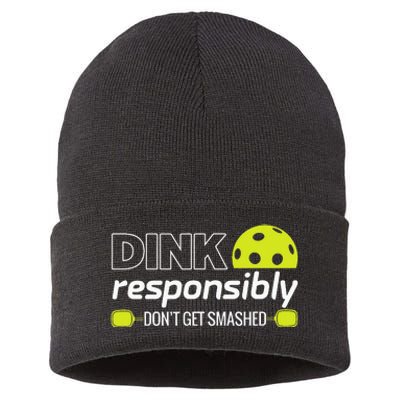 Pickleball Grandma Dink Responsibly Funny Player Sustainable Knit Beanie