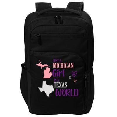 Proud girl Design Just a Michigan Girl in a Texas World Impact Tech Backpack