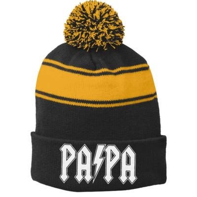 Papa Grandpa Dad Father’s Day Stripe Pom Pom Beanie