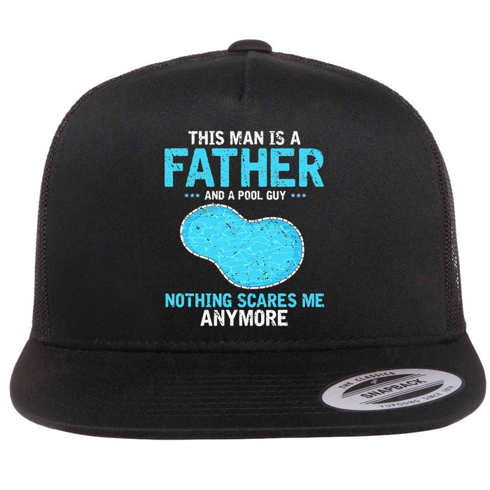 Pool Guy Design for Swimming Pool and Pool Cleaner Flat Bill Trucker Hat