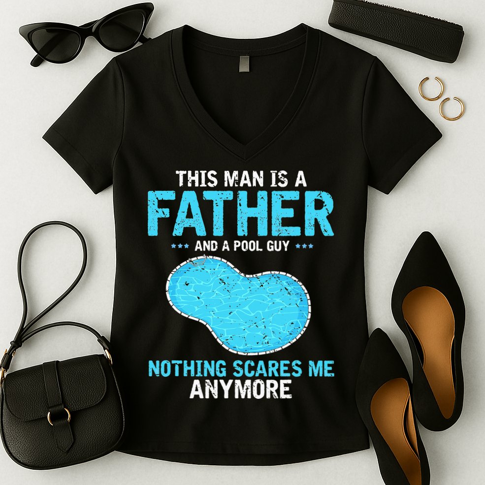 Pool Guy Design for Swimming Pool and Pool Cleaner Women's V-Neck T-Shirt