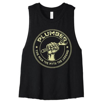 Plumbing Graphic Design Plumber Dad Women's Racerback Cropped Tank