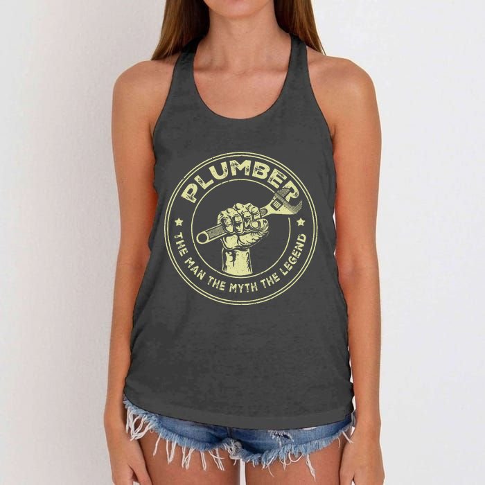 Plumbing Graphic Design Plumber Dad Women's Knotted Racerback Tank