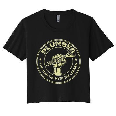 Plumbing Graphic Design Plumber Dad Women's Crop Top Tee