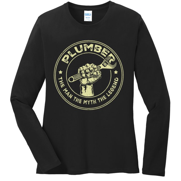 Plumbing Graphic Design Plumber Dad Ladies Long Sleeve Shirt