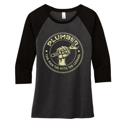 Plumbing Graphic Design Plumber Dad Women's Tri-Blend 3/4-Sleeve Raglan Shirt