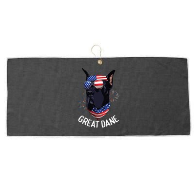 Patriotic Great Dane 4th Of July USA Funny Great Dane Large Microfiber Waffle Golf Towel