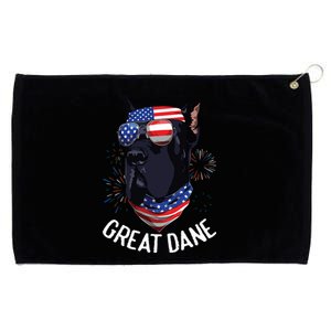 Patriotic Great Dane 4th Of July USA Funny Great Dane Grommeted Golf Towel