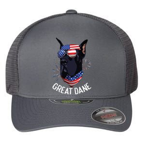 Patriotic Great Dane 4th Of July USA Funny Great Dane Flexfit Unipanel Trucker Cap