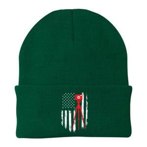 Photographer Gift Distressed American Flag Photographer Knit Cap Winter Beanie