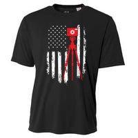 Photographer Gift Distressed American Flag Photographer Cooling Performance Crew T-Shirt