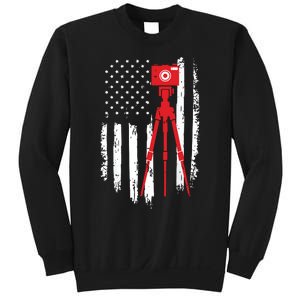 Photographer Gift Distressed American Flag Photographer Sweatshirt