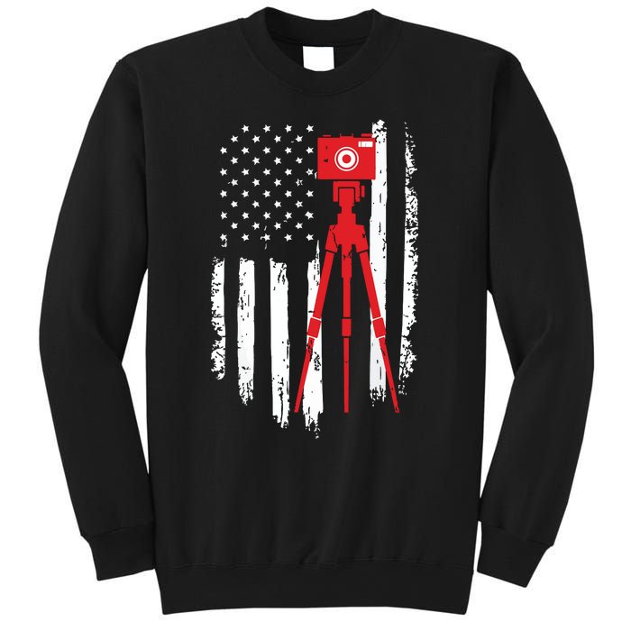 Photographer Gift Distressed American Flag Photographer Sweatshirt