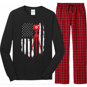 Photographer Gift Distressed American Flag Photographer Long Sleeve Pajama Set