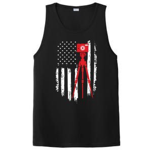 Photographer Gift Distressed American Flag Photographer PosiCharge Competitor Tank