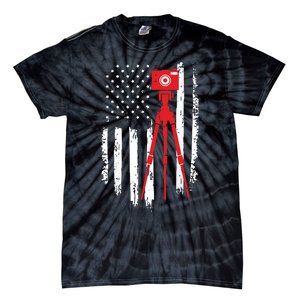 Photographer Gift Distressed American Flag Photographer Tie-Dye T-Shirt