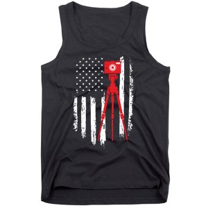 Photographer Gift Distressed American Flag Photographer Tank Top