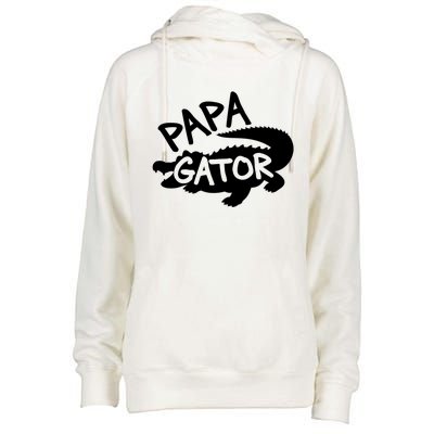 Papa Gator Dad Fathers Day Alligator Daddy Crocodile Cool Gift Womens Funnel Neck Pullover Hood