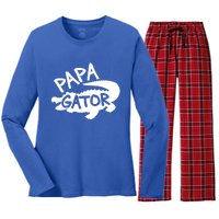 Papa Gator Dad Fathers Day Alligator Daddy Crocodile Cool Gift Women's Long Sleeve Flannel Pajama Set 