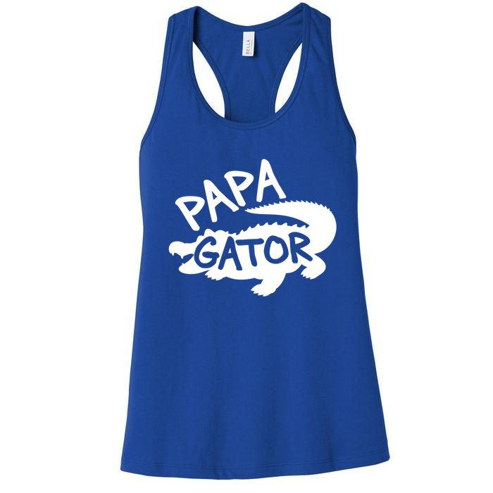 Papa Gator Dad Fathers Day Alligator Daddy Crocodile Cool Gift Women's Racerback Tank