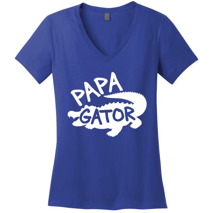 Papa Gator Dad Fathers Day Alligator Daddy Crocodile Cool Gift Women's V-Neck T-Shirt