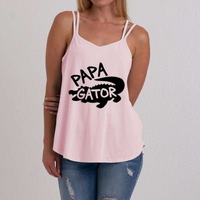 Papa Gator Dad Fathers Day Alligator Daddy Crocodile Cool Gift Women's Strappy Tank