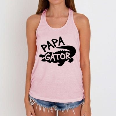 Papa Gator Dad Fathers Day Alligator Daddy Crocodile Cool Gift Women's Knotted Racerback Tank