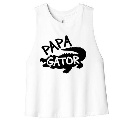 Papa Gator Dad Fathers Day Alligator Daddy Crocodile Cool Gift Women's Racerback Cropped Tank