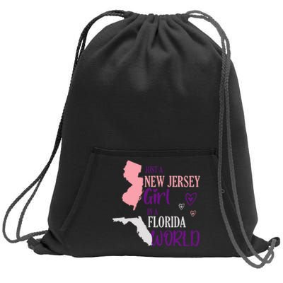 Proud Girl Design Just A New Jersey Girl In A Florida World Sweatshirt Cinch Pack Bag