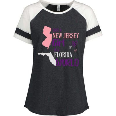 Proud Girl Design Just A New Jersey Girl In A Florida World Enza Ladies Jersey Colorblock Tee