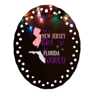 Proud Girl Design Just A New Jersey Girl In A Florida World Ceramic Oval Ornament