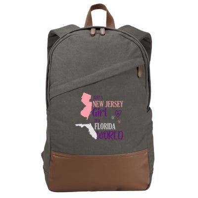 Proud Girl Design Just A New Jersey Girl In A Florida World Cotton Canvas Backpack