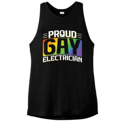 Proud Gay Electrician Lgbt Electrical Lineman Rainbow Pride Ladies PosiCharge Tri-Blend Wicking Tank