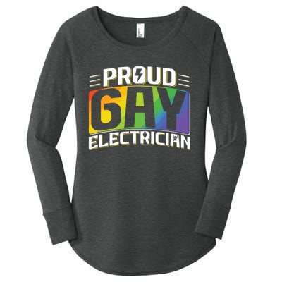 Proud Gay Electrician Lgbt Electrical Lineman Rainbow Pride Women's Perfect Tri Tunic Long Sleeve Shirt