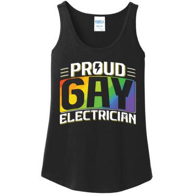 Proud Gay Electrician Lgbt Electrical Lineman Rainbow Pride Ladies Essential Tank