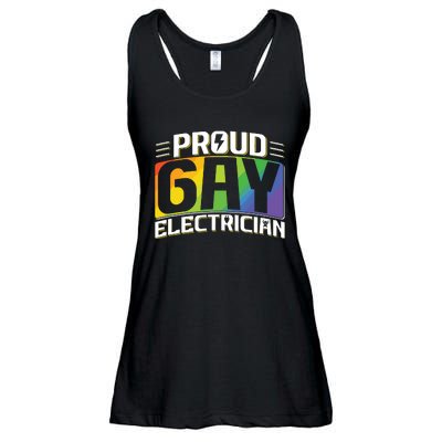 Proud Gay Electrician Lgbt Electrical Lineman Rainbow Pride Ladies Essential Flowy Tank