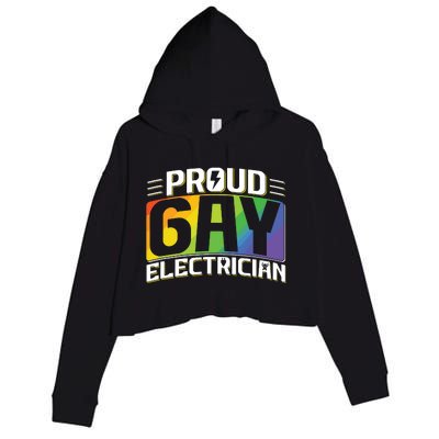 Proud Gay Electrician Lgbt Electrical Lineman Rainbow Pride Crop Fleece Hoodie