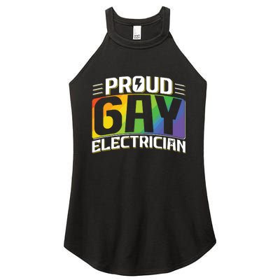 Proud Gay Electrician Lgbt Electrical Lineman Rainbow Pride Women's Perfect Tri Rocker Tank