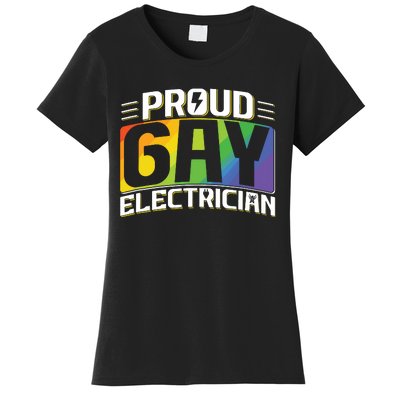 Proud Gay Electrician Lgbt Electrical Lineman Rainbow Pride Women's T-Shirt