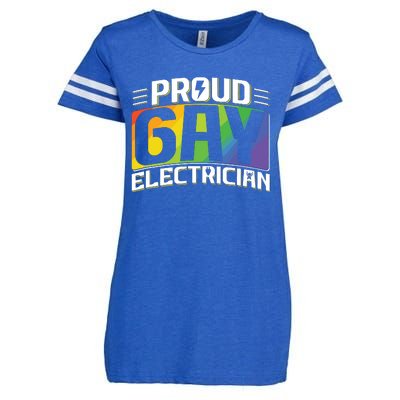 Proud Gay Electrician Lgbt Electrical Lineman Rainbow Pride Enza Ladies Jersey Football T-Shirt