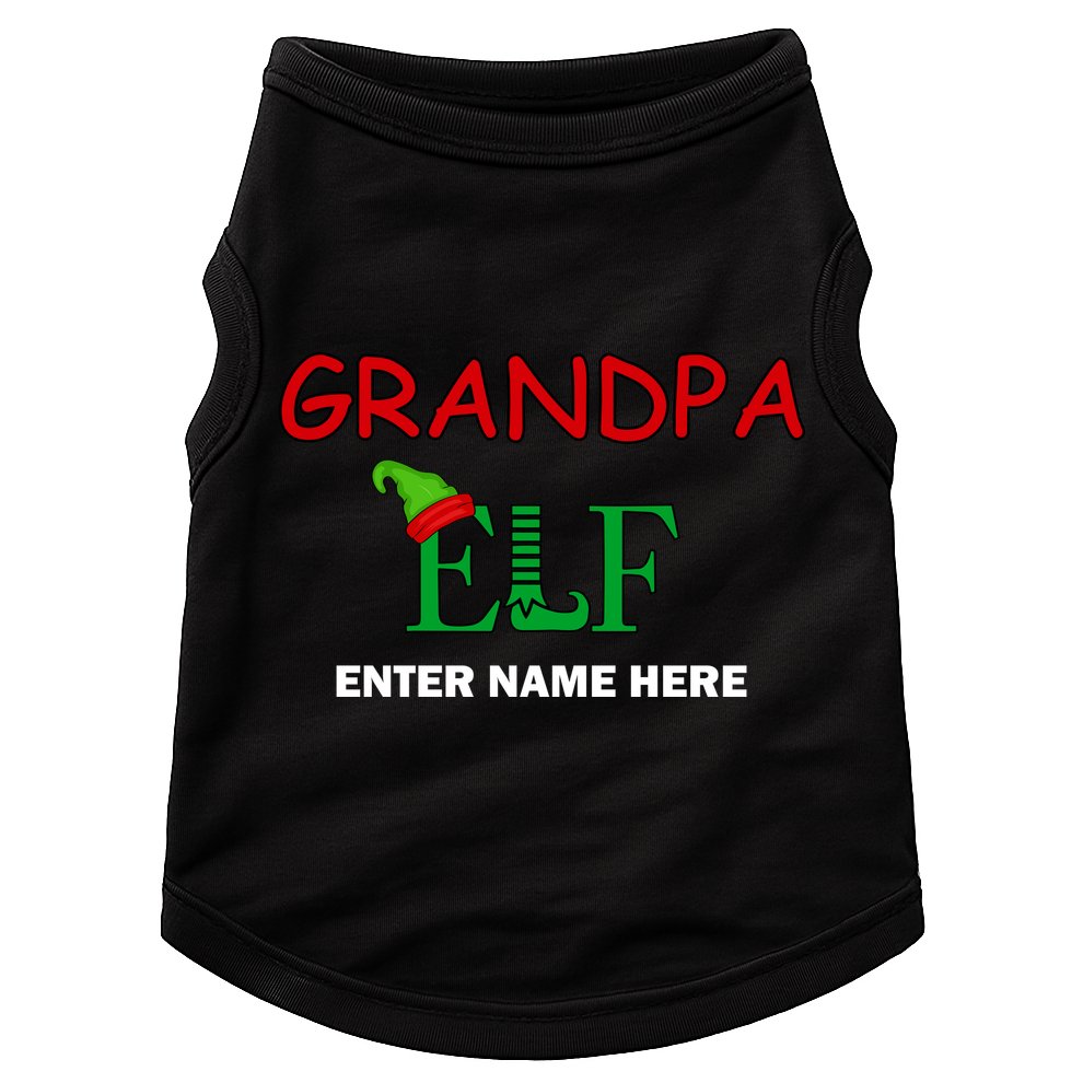 Personalize Grandpa Elf Custom Family Matching Christmas Doggie Tank