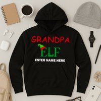 Personalize Grandpa Elf Custom Family Matching Christmas Hoodie