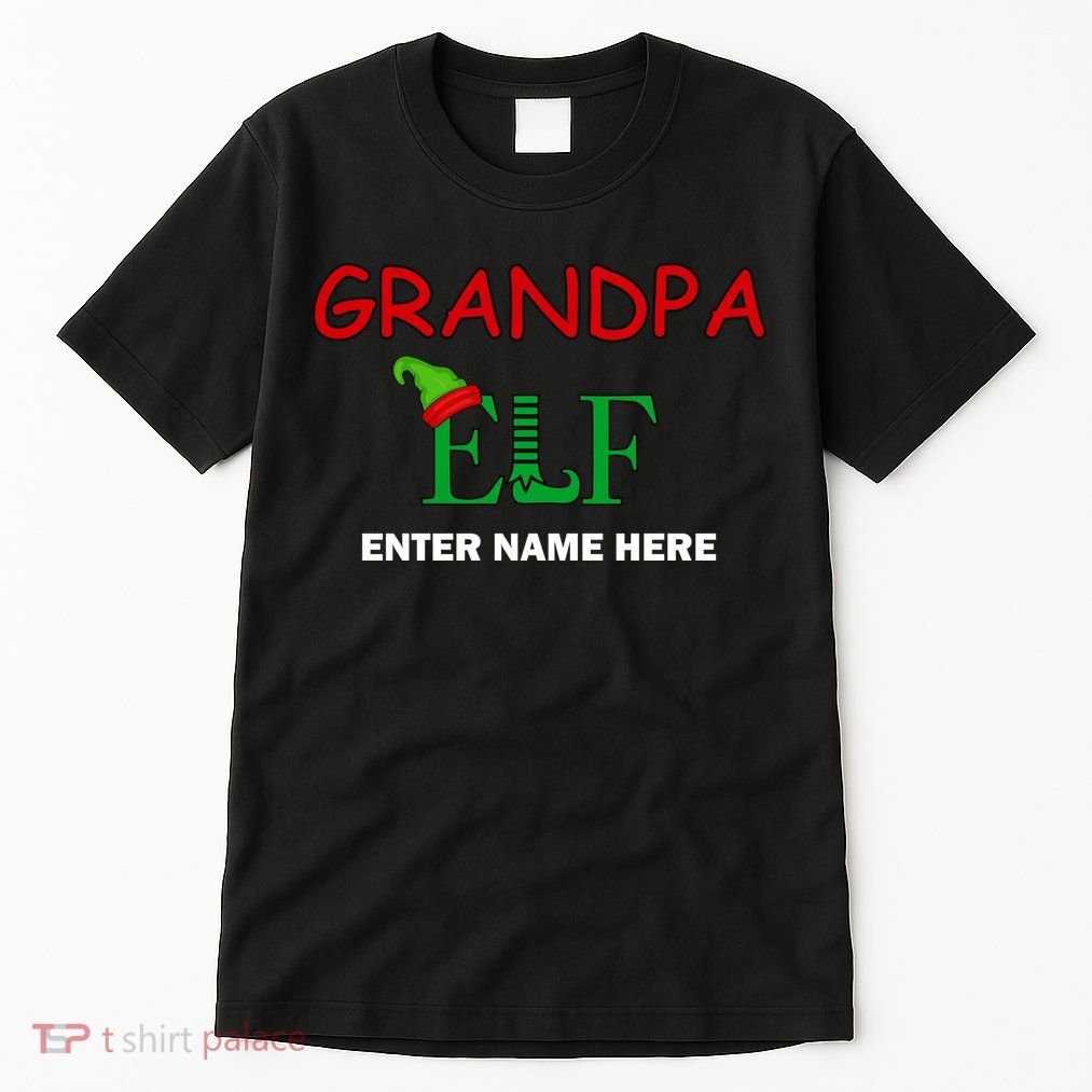 Personalize Grandpa Elf Custom Family Matching Christmas Tall T-Shirt