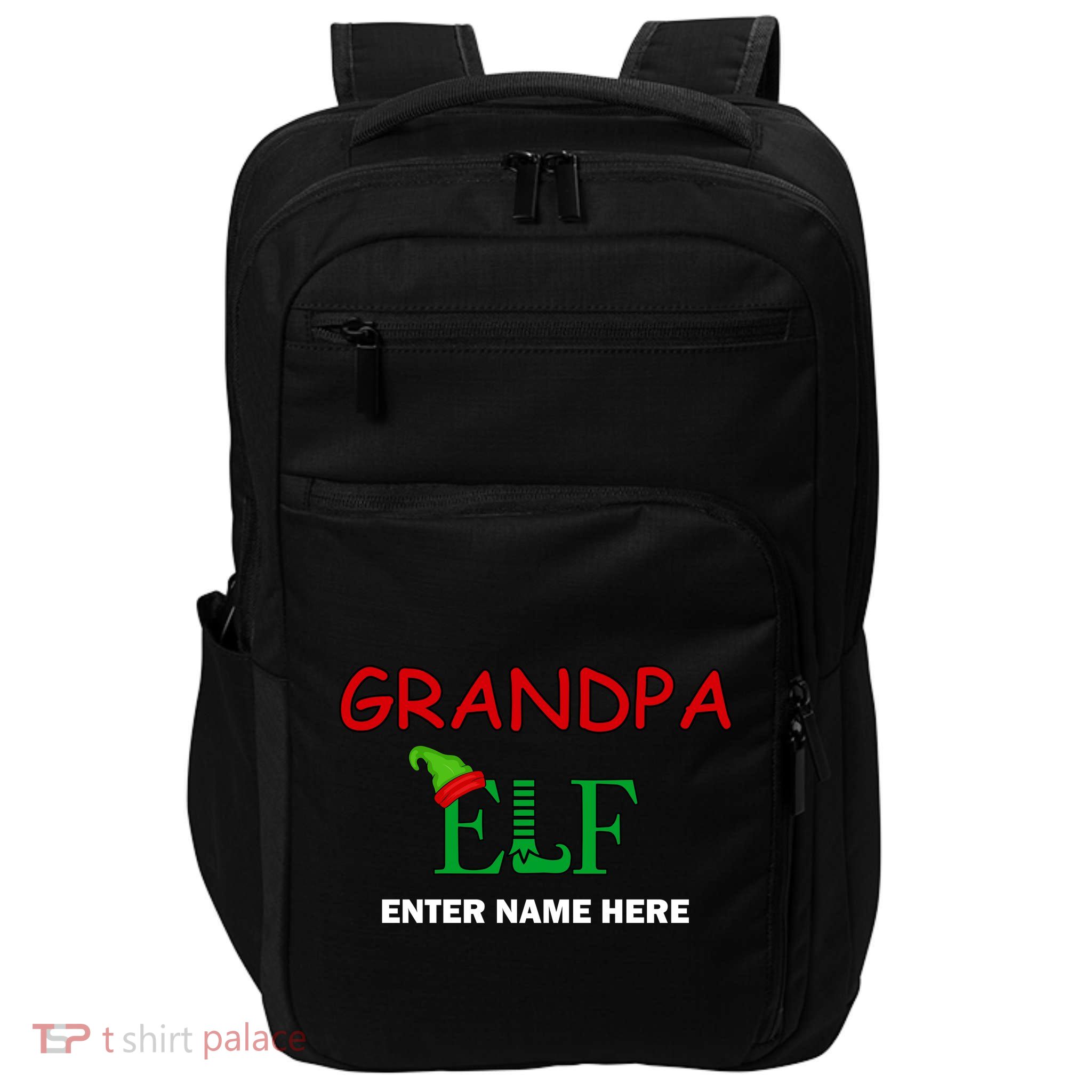 Personalize Grandpa Elf Custom Family Matching Christmas Impact Tech Backpack