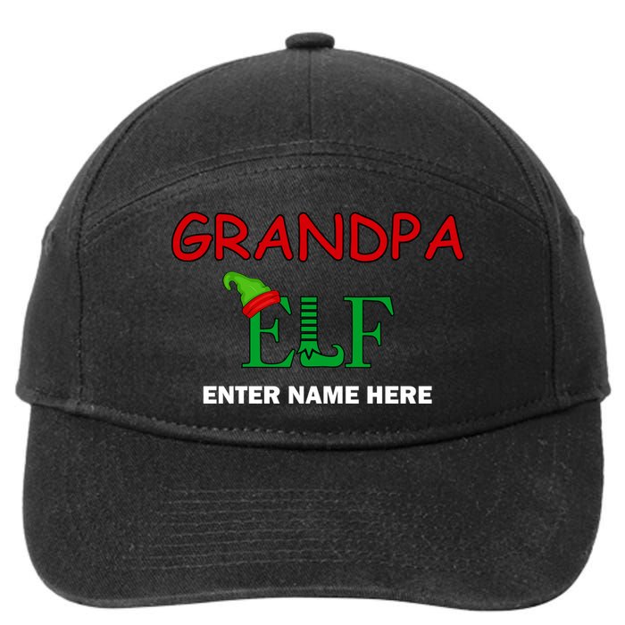 Personalize Grandpa Elf Custom Family Matching Christmas 7-Panel Snapback Hat