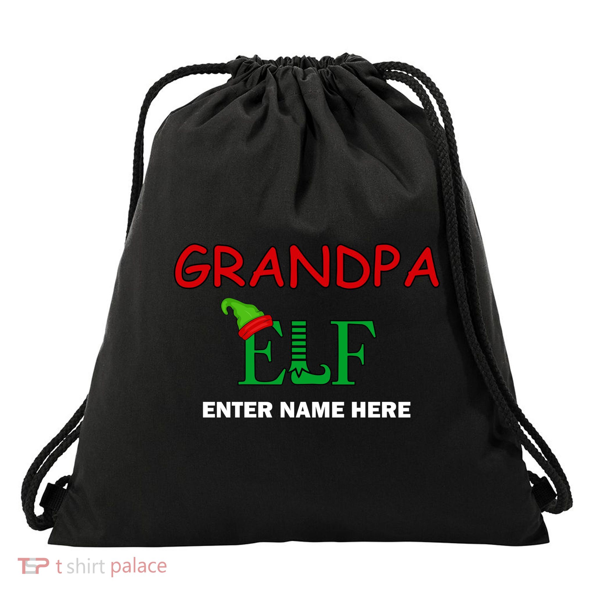 Personalize Grandpa Elf Custom Family Matching Christmas Drawstring Bag