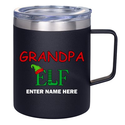 Personalize Grandpa Elf Custom Family Matching Christmas 12oz Stainless Steel Coffee Mug