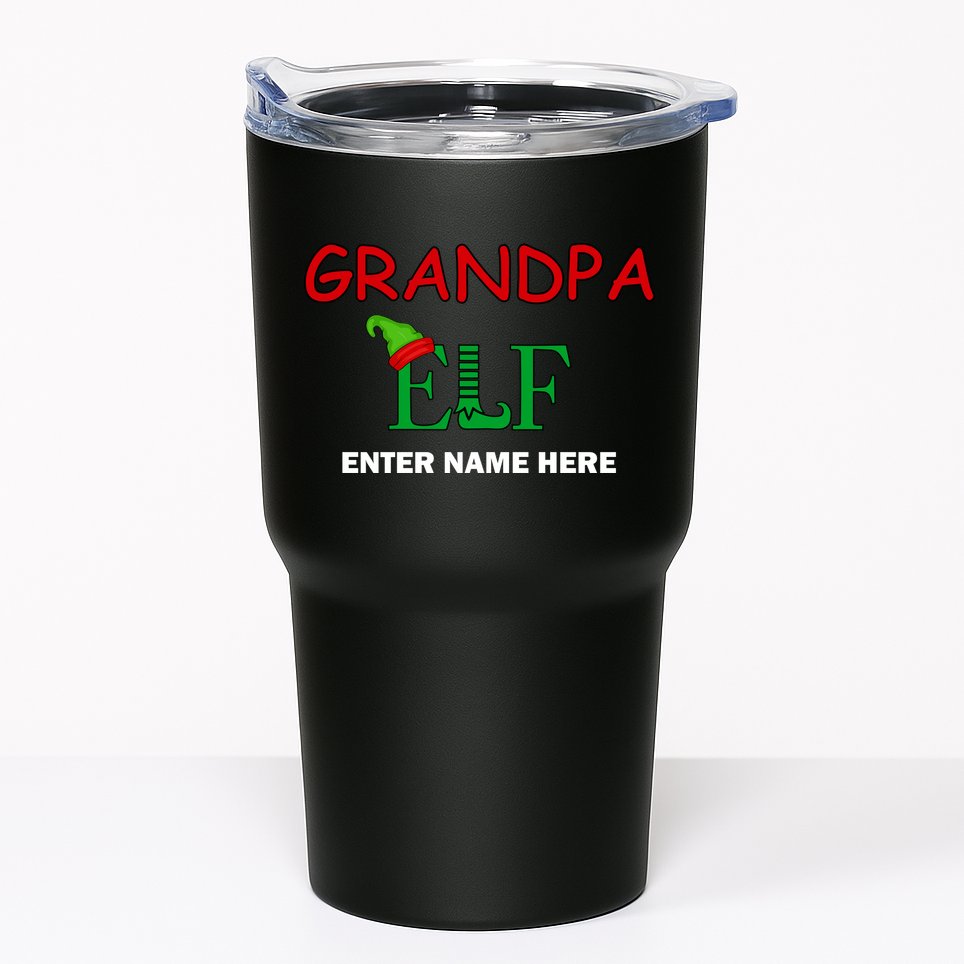 Personalize Grandpa Elf Custom Family Matching Christmas Tumbler