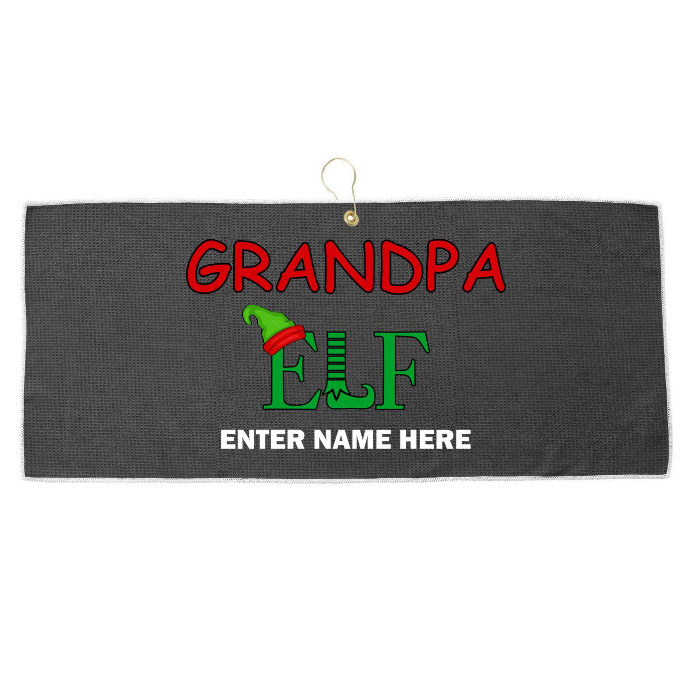 Personalize Grandpa Elf Custom Family Matching Christmas Large Microfiber Waffle Golf Towel