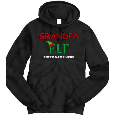 Personalize Grandpa Elf Custom Family Matching Christmas Tie Dye Hoodie